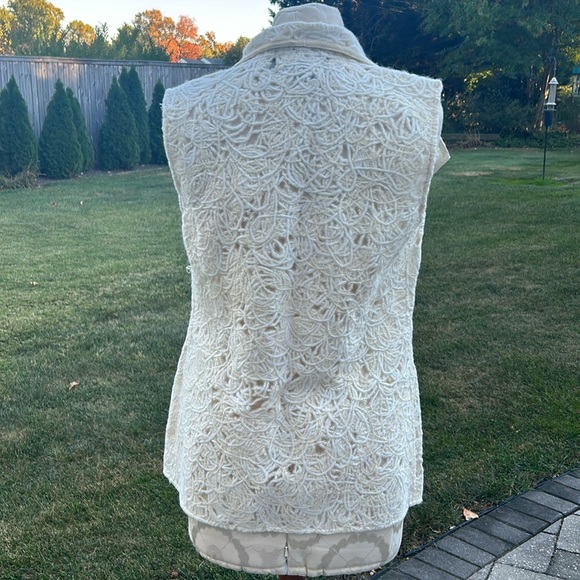 NWT Carlisle Per Se Italian Felted Wool Lace Vest Per Se Per Marine - Picture 7 of 14